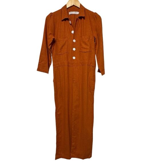Christy Dawn Painter Linen Jumpsuit in Rust S NWOT - Picture 15 of 16